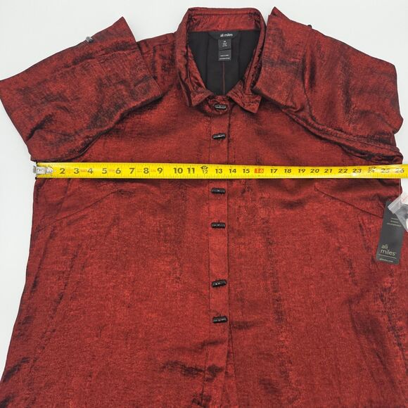 Ali Miles Shimmer Button Up Down Tunic Shirt Womens Size 2X Art To Wear Artsy - Picture 6 of 9